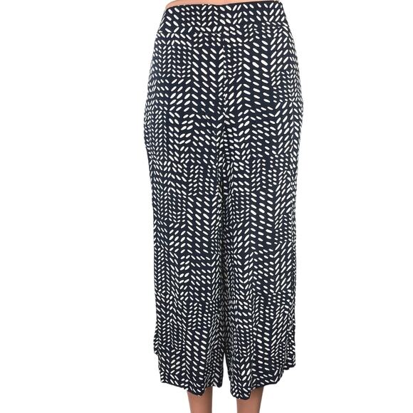 LOFT Pants - Ann Taylor LOFT Women's Black Geometric Print High Rise Cropped Wide Leg Pants 6